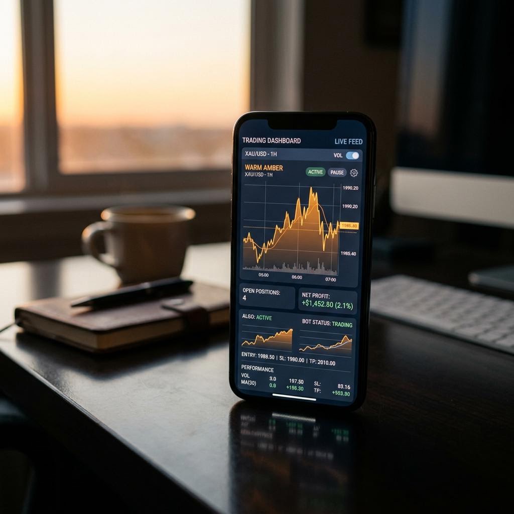Blazequp KI-Krypto-Handelsplattform Dashboard auf mobilem Endgerät